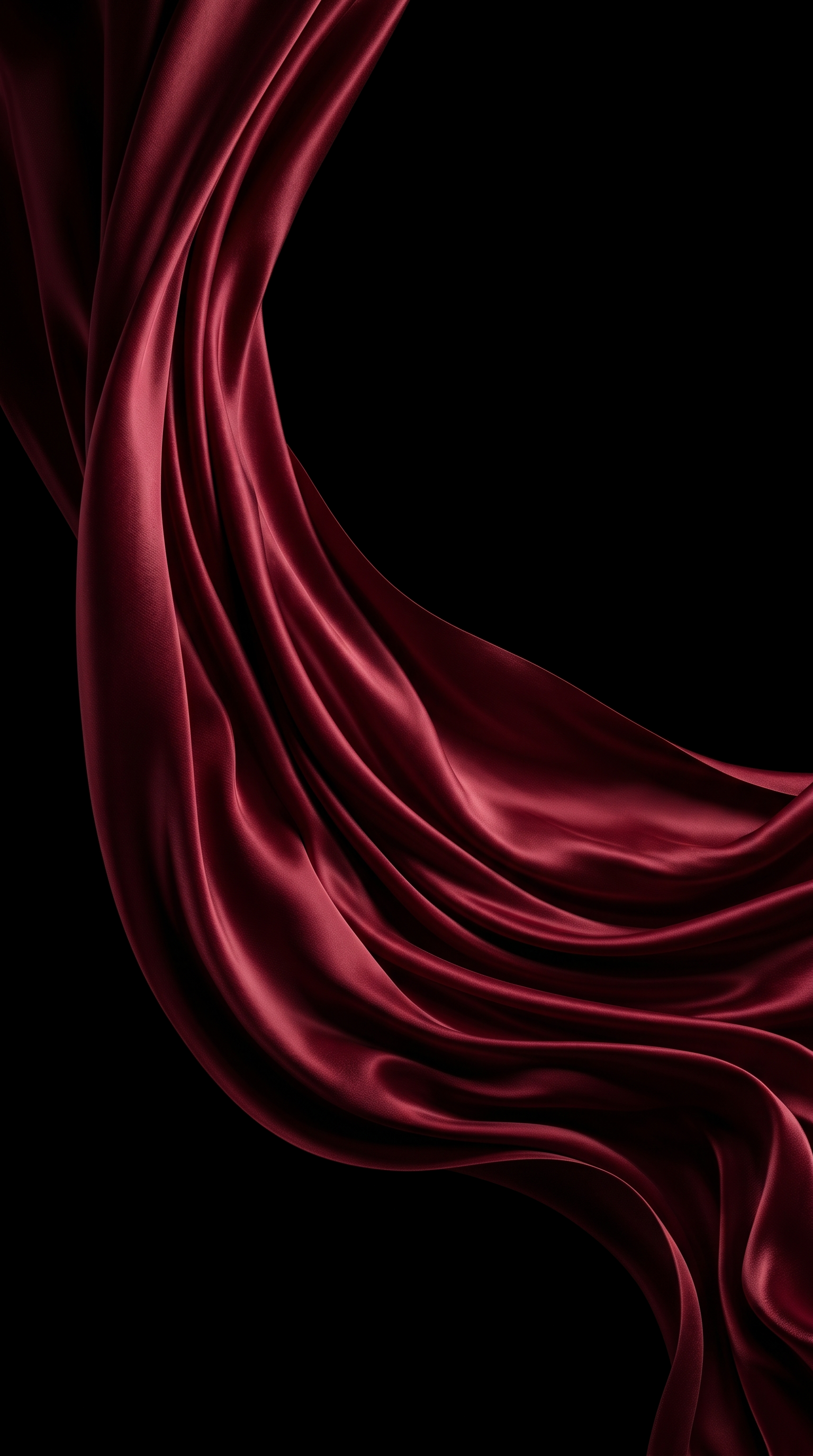 Crimson Silk Flowing Through Darkness